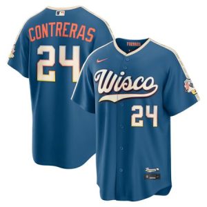 Youth Milwaukee Brewers #24 William Contreras Nike Mineral Blue 2026 City Connect Stadium Jersey 4DHM