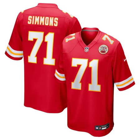 Men's Kansas City Chiefs #71 Josh Simmons  Red 2025 NFL Draft First Round Pick Game Jersey