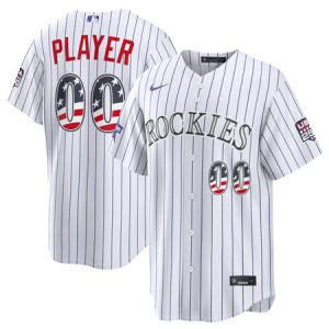 Men's Colorado Rockies Nike White 2026 All-Star Edition Stars & Stripes Stadium Custom Jersey