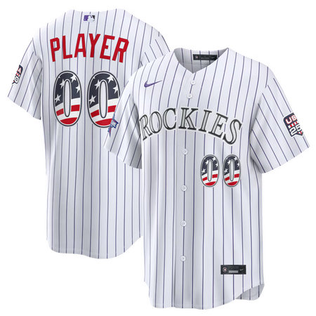 Men's Colorado Rockies Nike White 2026 All-Star Edition Stars & Stripes Stadium Custom Jersey