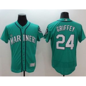 Mariners #24 Ken Griffey Green Flexbase Authentic Collection Stitched MLB Jersey 9G8P