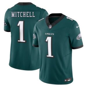 Men's Philadelphia #1 Eagles Quinyon Mitchell Midnight Green 2024 NFL Draft First Round Pick Player F.U.S.E. Vapor Untouchable Limited Stitched Football Jersey