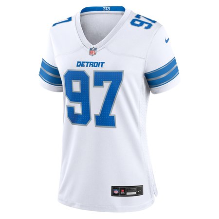 Women's Detroit Lions #97 Aidan Hutchinson White Game Jersey