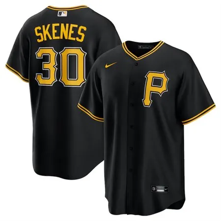 03f888b9ddd7f6affe67d5859dc13ae5.webp Men's Pittsburgh Pirates #30 Paul Skenes Black Cool Base Stitched Baseball Jersey