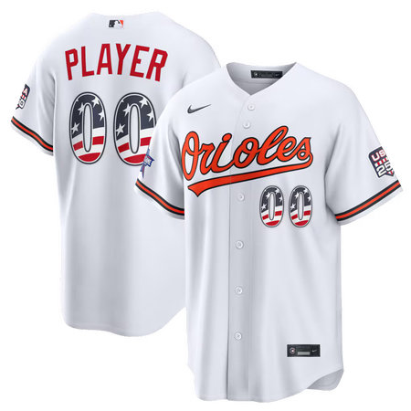 Men's Baltimore Orioles Nike White 2026 All-Star Edition Stars & Stripes Stadium Custom Jersey