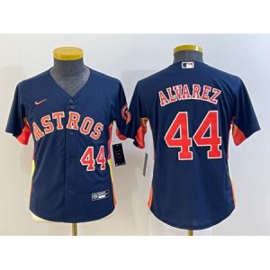 Youth Houston Astros #44 Yordan Alvarez Navy With Patch Cool Base Stitched Jersey CM2F