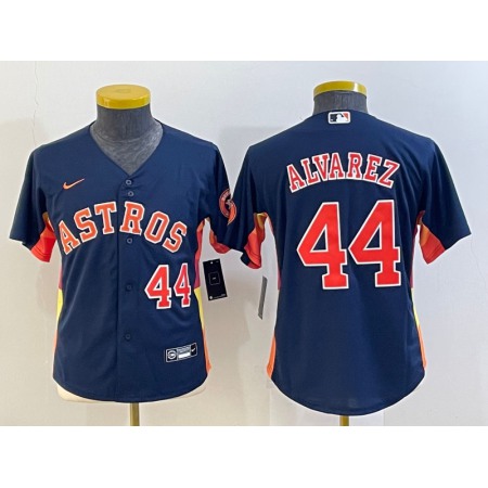 Youth Houston Astros #44 Yordan Alvarez Navy With Patch Cool Base Stitched Jersey CM2F