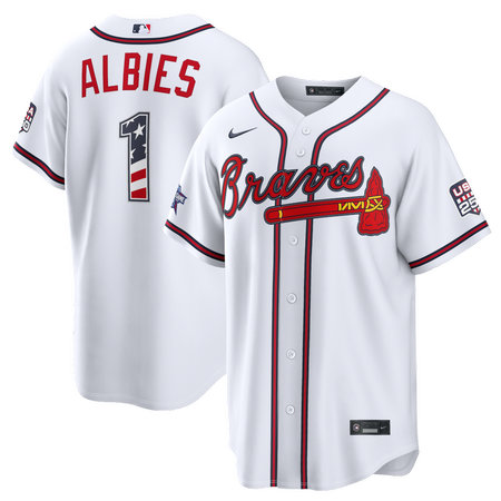 Men's Atlanta Braves #1 Ozzie Albies Nike White 2026 All-Star Edition Stars & Stripes Stadium Jersey