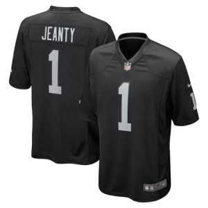 Men's Las Vegas Raiders #1 Ashton Jeanty Black 2025 NFL Draft First Round Pick Game Jersey