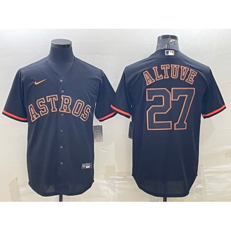 Men's Houston Astros #27 Jose Altuve Black Cool Base Stitched Jersey NZUN