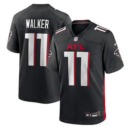 Men's Atlanta Falcons #11 Jalon Walker  Black 2025 NFL Draft First Round Pick Game Jersey