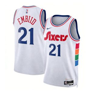 Unisex Philadelphia 76ers #21 Joel Embiid White 2024/25 Swingman City Edition Player Jersey