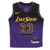 07aa480a2f32417d6ebc4197181d09fb.jpeg Toddler Los Angeles Lakers #23 LeBron James Purple 2024/25 Swingman City Edition Player Jersey