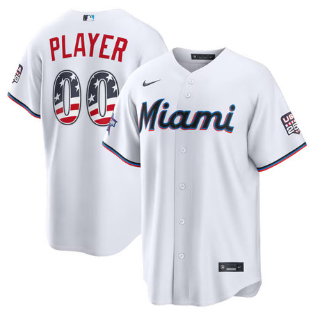 Men's Miami Marlins Nike White 2026 All-Star Edition Stars & Stripes Stadium Custom Jersey