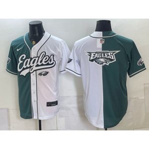 Men's Philadelphia Eagles Green Split Cool Base Stitched Baseball Jersey VNGI