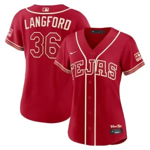 Women's Texas Rangers #36 Wyatt Langford Nike Red 2026 City Connect Stadium Jersey MJMB