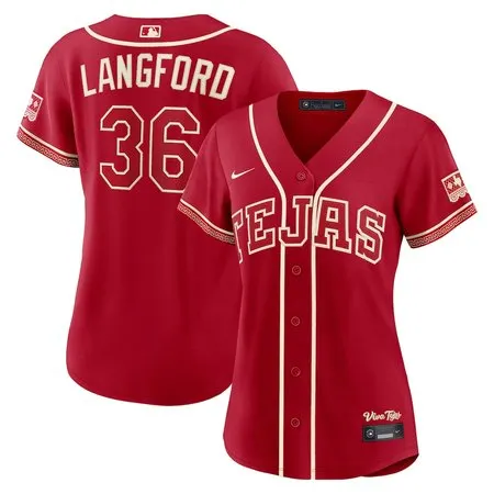 Women's Texas Rangers #36 Wyatt Langford Nike Red 2026 City Connect Stadium Jersey MJMB