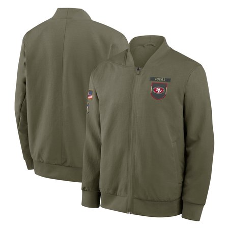 Men's San Francisco 49ers  Olive 2025 Salute to Service Sideline Full-Zip Bomber Jacket