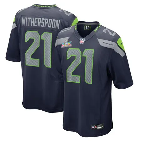 Men's Seattle Seahawks #21 Devon Witherspoon College Navy Super Bowl LX Patch Game Jersey