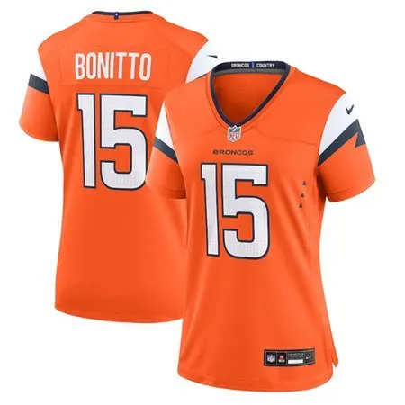 Women's Denver Broncos #15 Nik Bonitto Orange Team Game Jersey