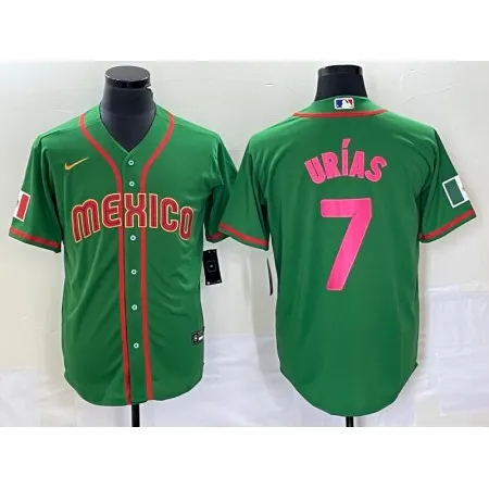Men's Mexico Baseball #7 Julio Urias 2023 Green World Baseball With Patch Classic Stitched Jersey G8OL