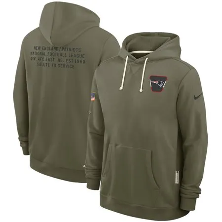 Men's New England Patriots Olive 2025 Salute to Service Pullover Hoodie