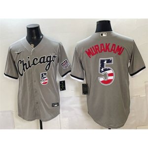 Men's Chicago White Sox #5 Munetaka Murakami Grey 2026 USA 250 Fourth of July Baseball Jersey