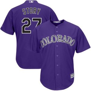 Men's Colorado Rockies #27 Trevor Story Purple Cool Base Stitched MLB Jersey 0VWZ
