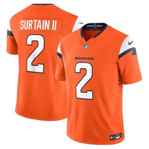 Men's Denver Broncos #2 Patrick Surtain II  Orange Mile High Collection Vapor F.U.S.E. Limited Jersey