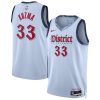 1152195afe4b2a25d430e91e9b21dca1.jpeg Unisex Washington Wizards #33 Kyle Kuzma Powder Blue 2024/25 Swingman City Edition Player Jersey