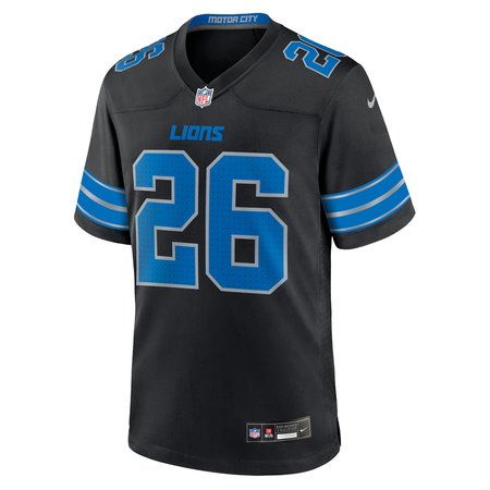 16d3f731eb5cdae46a964531f9673d87.jpeg Men's Detroit Lions #26 Jahmyr Gibbs Black 2nd Alternate Game Jersey