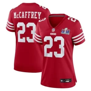 Women's San Francisco 49ers #23 Christian McCaffrey  Scarlet Super Bowl LVIII Game Jersey