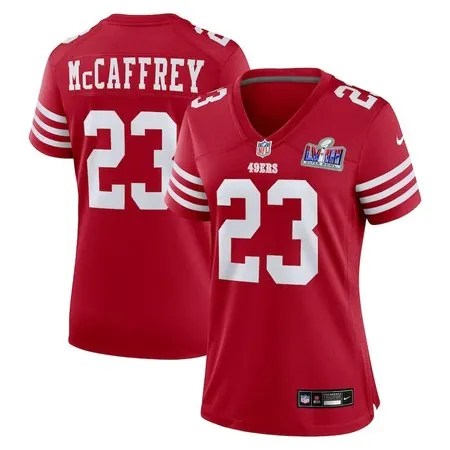 Women's San Francisco 49ers #23 Christian McCaffrey  Scarlet Super Bowl LVIII Game Jersey