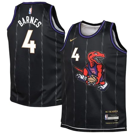 Youth Toronto Raptors #4 Scottie Barnes Black 2024/25 Swingman City Edition Player Jersey
