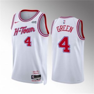 Men's Houston Rockets #4 Jalen Green White 2023/24 City Edition Stitched Jersey J4ST