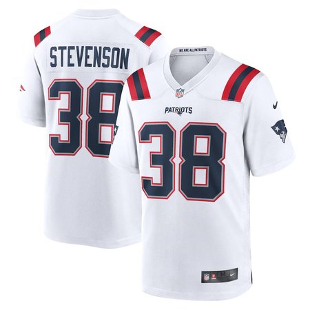 Men's New England Patriots #38 Rhamondre Stevenson White Game Player Jersey