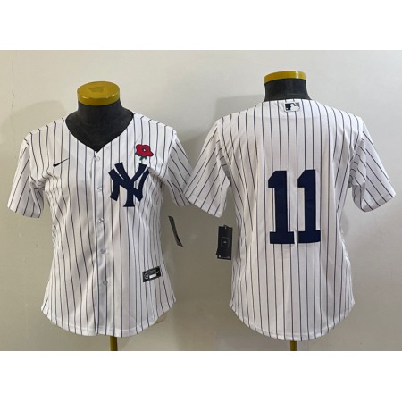 Women's New York Yankees #11 Anthony Volpe White Cool Base Stitched Jersey(Run Small) JJWA