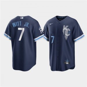 Men's Kansas City Royals #7 Bobby Witt Jr. 2022 Navy City Connect Cool Base Stitched Jersey LAPT