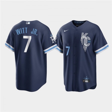 Men's Kansas City Royals #7 Bobby Witt Jr. 2022 Navy City Connect Cool Base Stitched Jersey LAPT