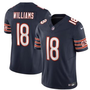 Men's Chicago Bears #18 Caleb Williams  Navy 2024 NFL Draft First Round Pick Player F.U.S.E. Vapor Untouchable Limited Stitched Football Jersey