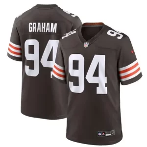 Men's Cleveland Browns #94 Mason Graham Brown 2025 NFL Draft First Round Pick Game Jersey