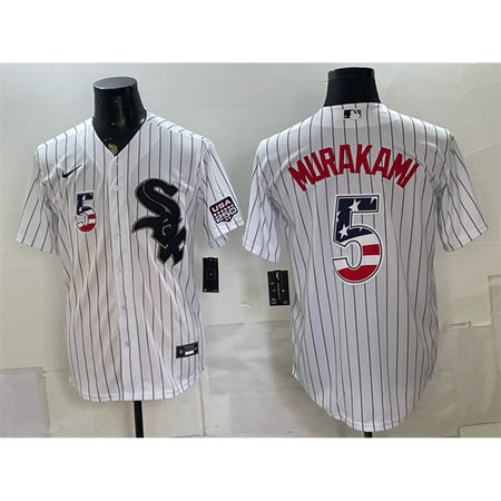 Men's Chicago White Sox #5 Munetaka Murakami White 2026 USA 250 Fourth of July Baseball Jersey