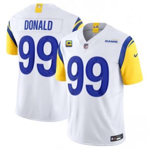 1e4e05f231f37a534c4f650563726f50.jpeg Men's Los Angeles Rams #99 Aaron Donald White 2023 F.U.S.E. With 4-Star C Patch Vapor Untouchable Limited Stitched Football Jersey