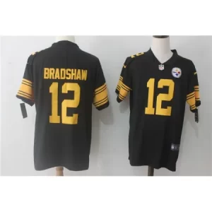 Men's  Pittsburgh Steelers #12 Terry Bradshaw Black Limited Rush Stitched NFL Jersey