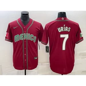 Men's Mexico Baseball #7 Julio Urias 2023 Red World Baseball Classic Stitched Jersey O18C