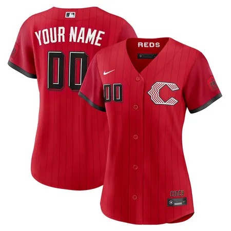 Women's Cincinnati Reds Nike Red 2026 City Connect Stadium Custom Jersey 3IHO