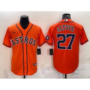 Men's Houston Astros #27 Jose Altuve Orange With Patch Cool Base Stitched Jersey JW6F