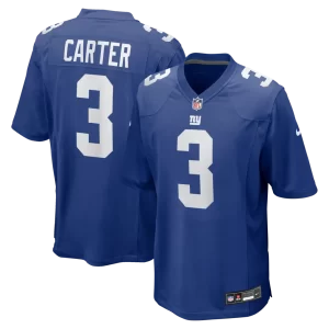 Men's New York Giants #3 Abdul Carter Royal 2025 NFL Draft First Round Pick Game Jersey