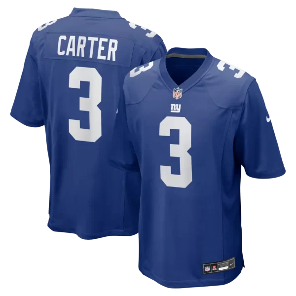 Men's New York Giants #3 Abdul Carter Royal 2025 NFL Draft First Round Pick Game Jersey