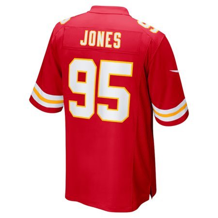 Men's Kansas City Chiefs #95 Chris Jones Red Super Bowl LIX Game Jersey